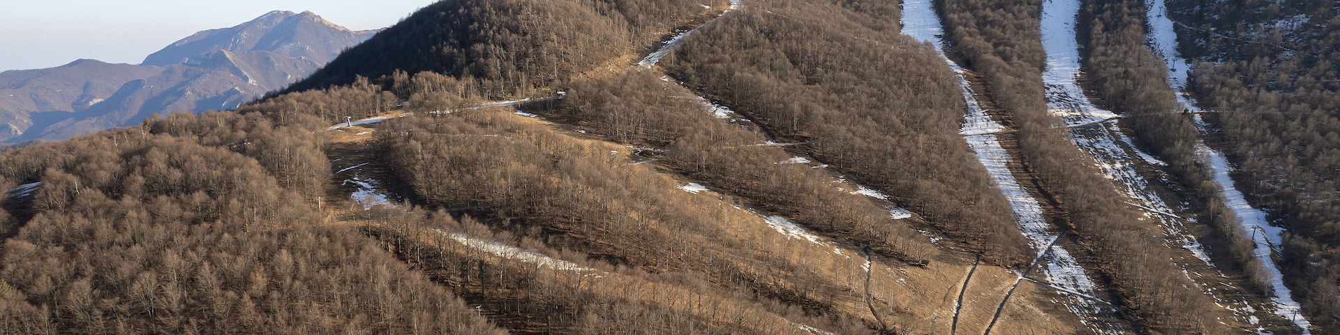 Ski resort closed due to hot winter and poor snow cover. Garessio Italy