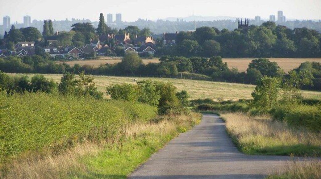 View from Bridleway. Norton Canes Church and the Tower Blocks of Bloxwich can be seen in the distance