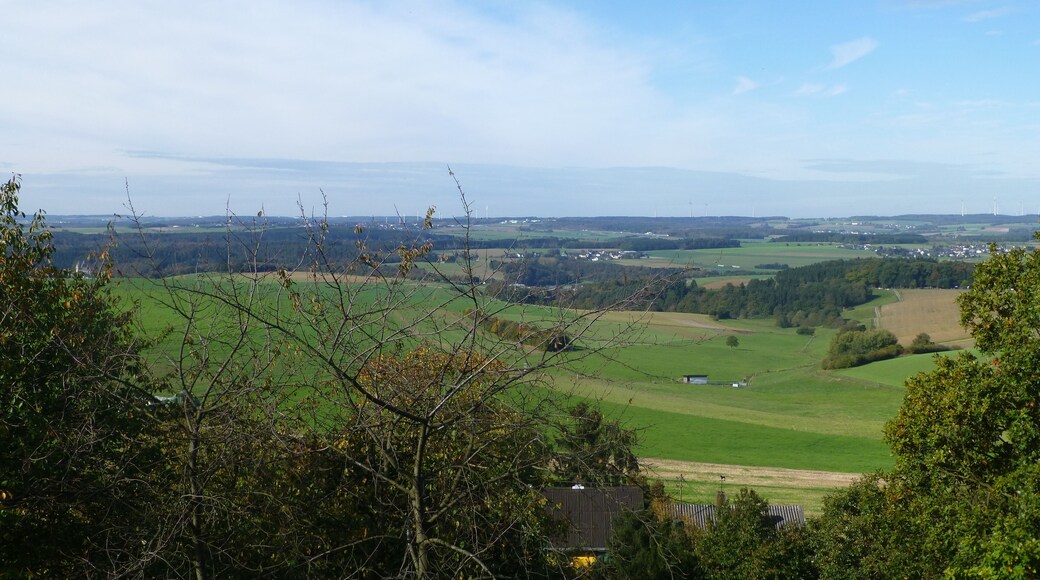 Hunsrücklandschaft Richtung Kirchberg vom Bismarckturm in Sargenroth aus gesehen