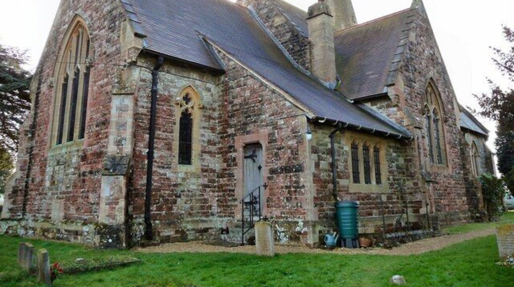 St John the Evangelist parish church, Lockerley, Hampshire, seen from the north. On the left is the chancel; on the right is the north transept.