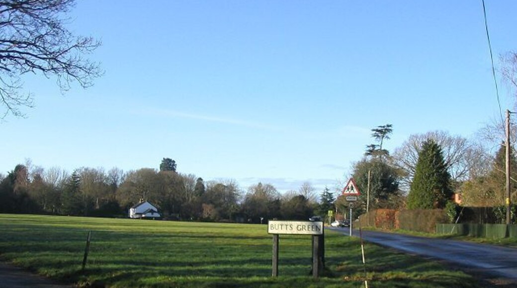 Butt's Green, Lockerley One of several greens in the village. This large one, bounded by roads on each side, is the one used for the annual fete and other activities.