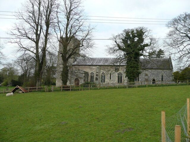 St. John the Baptist's church - southern aspect Viewed from the track approaching from the south.