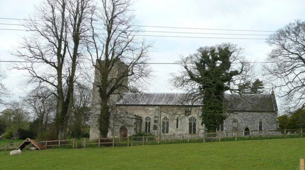 St. John the Baptist's church - southern aspect Viewed from the track approaching from the south.