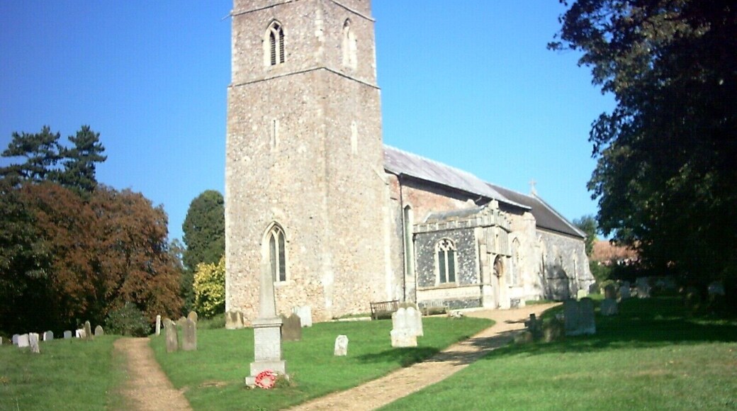 Church of St John the Baptist in Badingham, Suffolk, England. A Grade I listed medieval church.