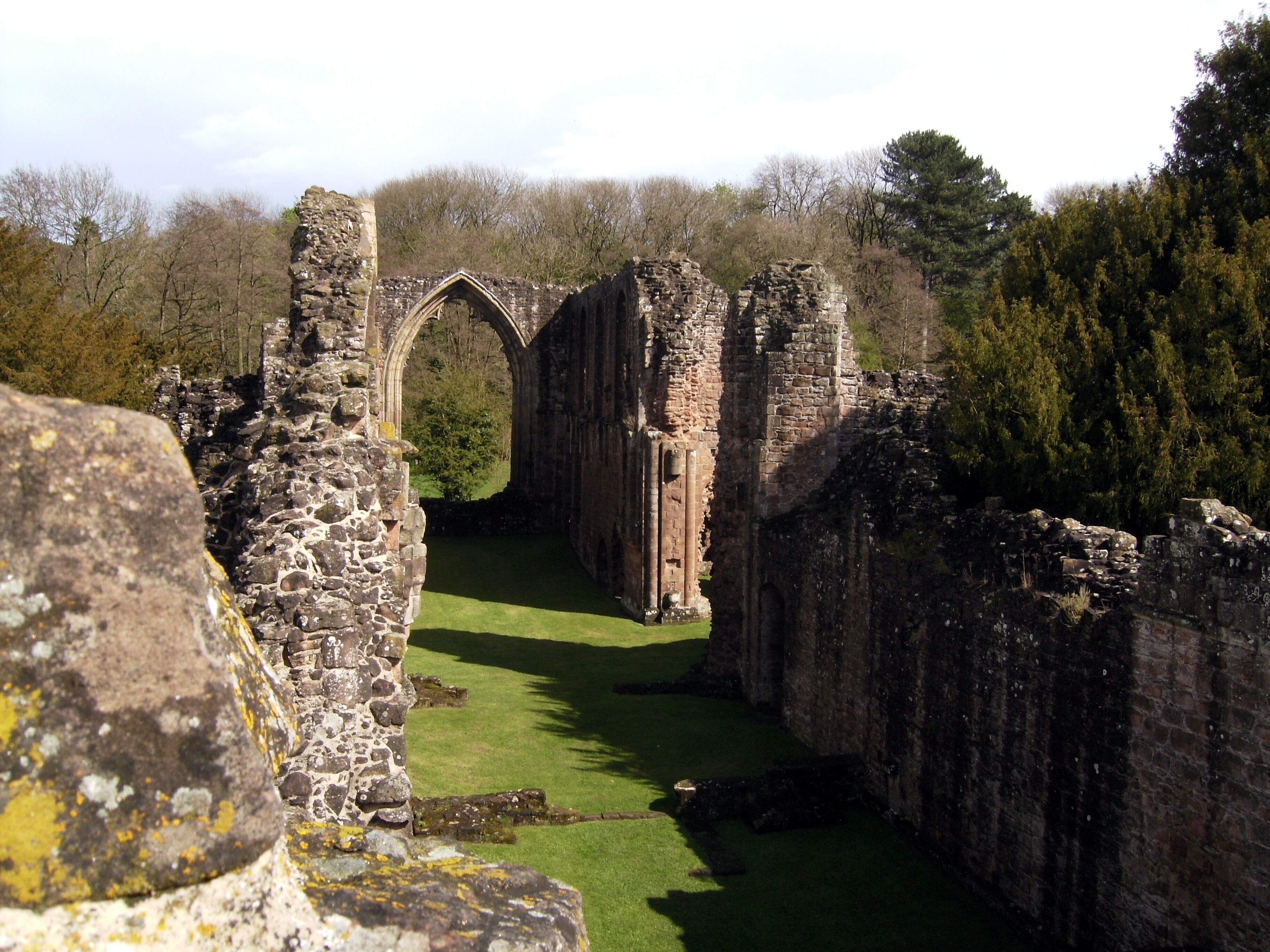 View of the remains of the abbey church interior from gallery level. Lilleshall Abbey, Lilleshall, near Telford, Shropshire.
