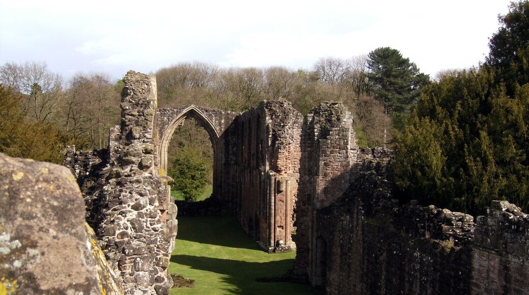 View of the remains of the abbey church interior from gallery level. Lilleshall Abbey, Lilleshall, near Telford, Shropshire.