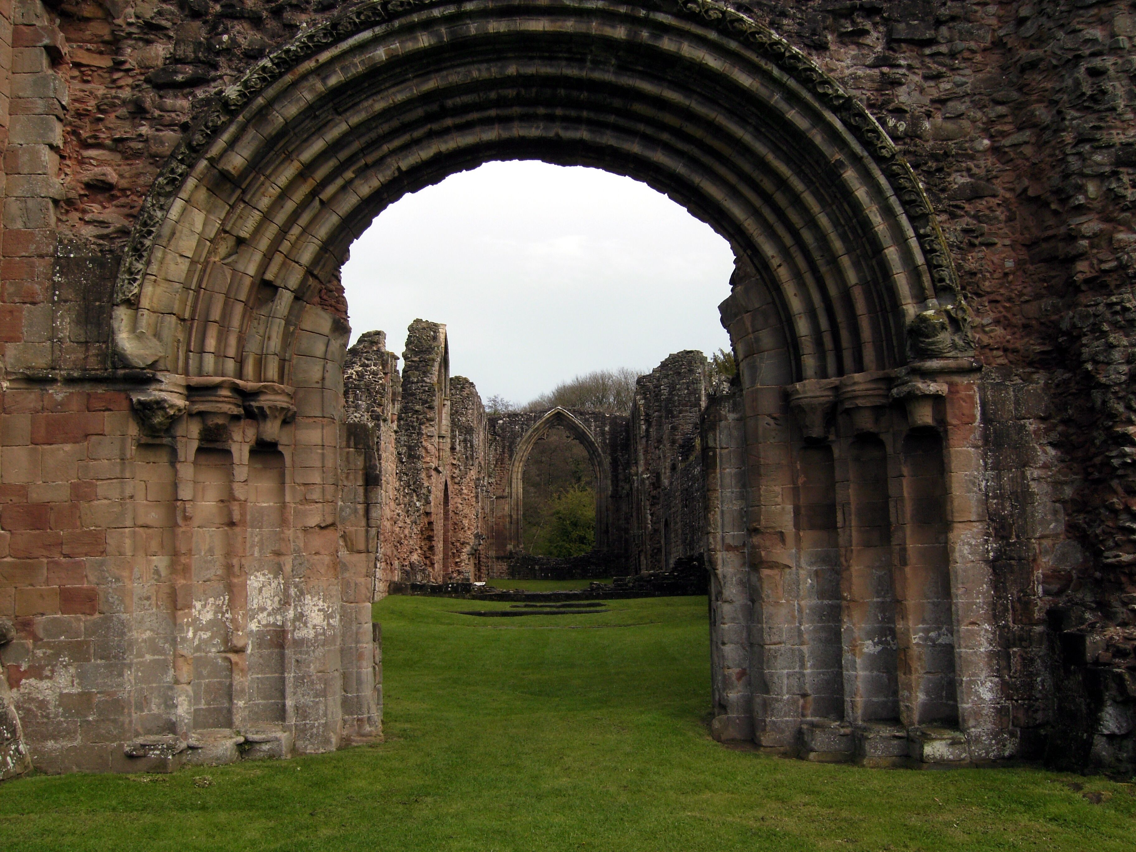The main west portal of the abbey church. Lilleshall Abbey, Lilleshall, near Telford, Shropshire.