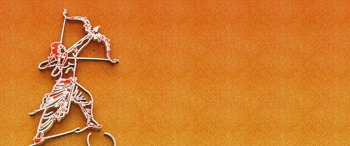 A white silhouette of a person in a dynamic pose, possibly a dancer or performer, against an orange textured background.