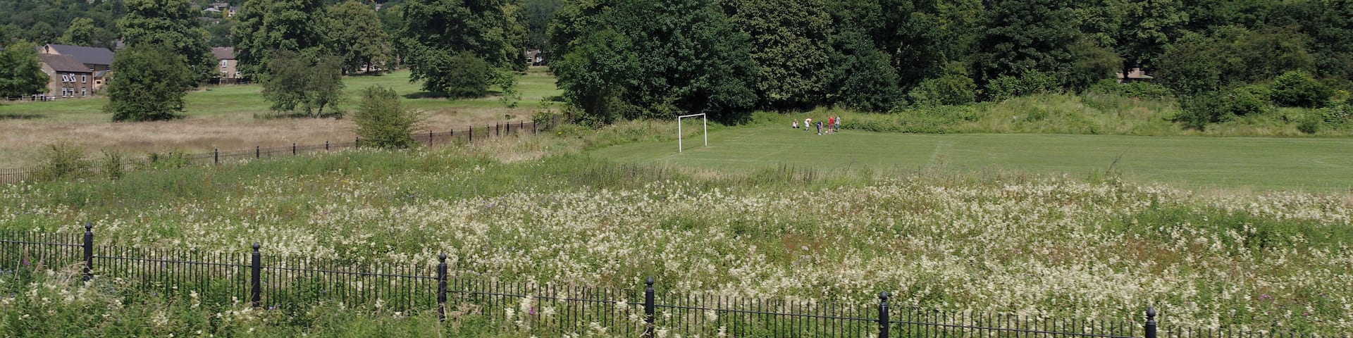 A football pitch near Darley Dale railway station.