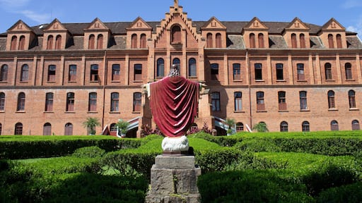 Well-made statue in the beautiful garden in front of Seminario Sagrado Coracao de Jesus in Brazil