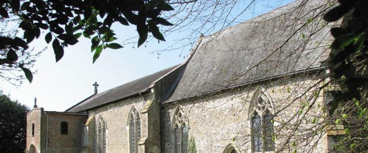 A church with a graveyard.
