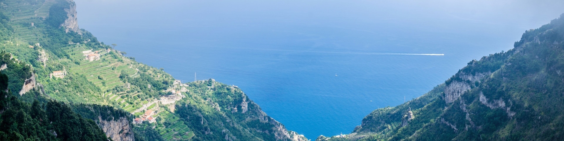 famous hiking trail sentiero degli dei is leading on the top of amalfi coast in italy and except pristine nature visitors can also see cities positano, praiano, nocelle and others.