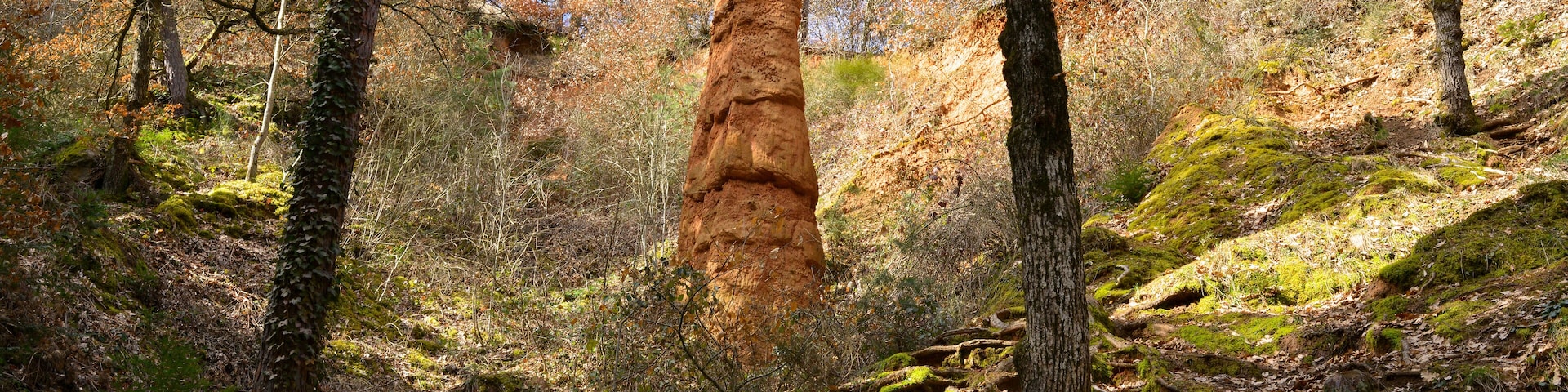 La cheminée des fées dans la forêt à Cotteuges (63320 Saint-Diery), département du Puy-de-Dôme en région Auvergne-Rhône-Alpes, France