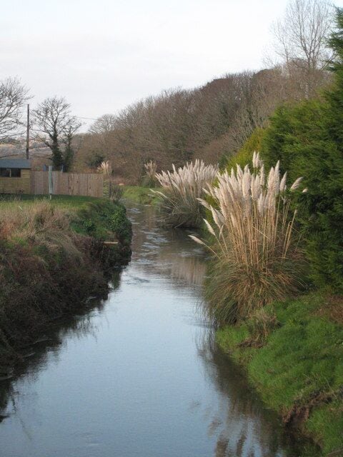 The River Hayle at Godolphin Bridge Looking West from the road bridge.