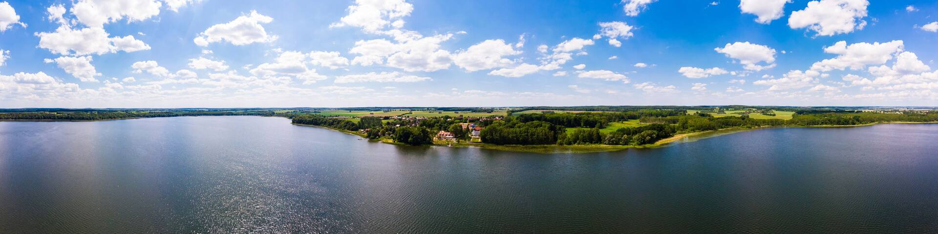 Germany, Mecklenburg-Western Pomerania, Mecklenburg Lake District, Aerial view of Torgelow am See, Lake Torgelow