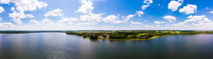 Germany, Mecklenburg-Western Pomerania, Mecklenburg Lake District, Aerial view of Torgelow am See, Lake Torgelow