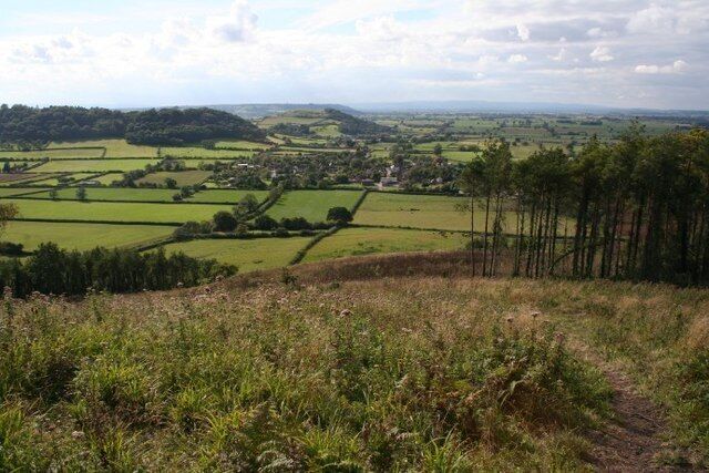 Down to the Levels The wonderful view from Combe Hill down onto the Somerset levels, where we'd taken photographs a few weeks previously ST4633.