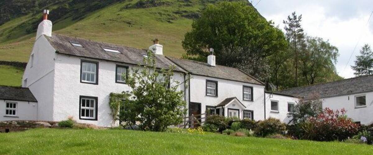 Cottages in Little Town. Cottages with High Crags behind.