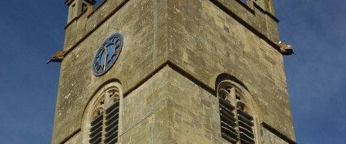 Tower of Bishop's Cleeve Church The tower to Bishop's Cleeve church was rebuilt in 1700 after the original tower collapsed in 1696.