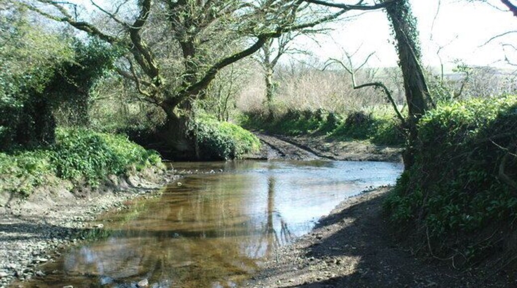 Waterlogged bridleway to ford crossing The bridleway is very rocky all the way from the bridge near Holgan to the track/minor road to Abystree. It is waterlogged and eventually turns into a stream then crosses the stream from the East. The water was above my bike pedals in most places.