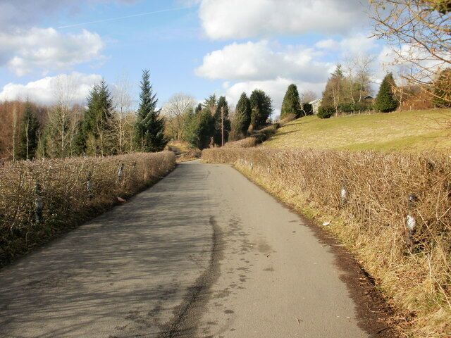 Cwrt-y-Bella, Gwrhay The country lane (Cwrt-y-Bella) from the B4251 to Cwm-corrwg approaches Gwrhay. Small hedges line both sides of the lane.