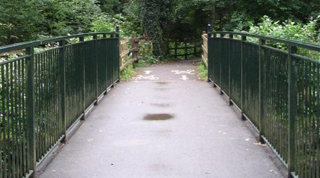 Footbridge over river Garw Unbeknown to the Ordndnce survey there is a footbridge over the river in Bryngarw country park. Judging by the markings it is also part of a cycle route.