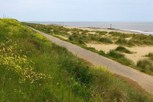 Dunes & Beach - Caister Lower pathway beside the dunes and beach at the northern end of Caister.