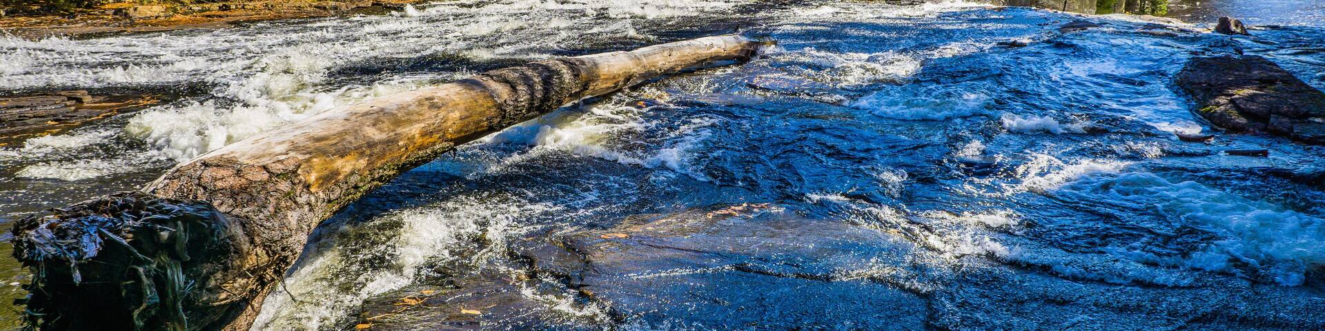 View on the Calvaire waterfall, a serie of small cascades located in Lanaudiere region of Quebec, Canada