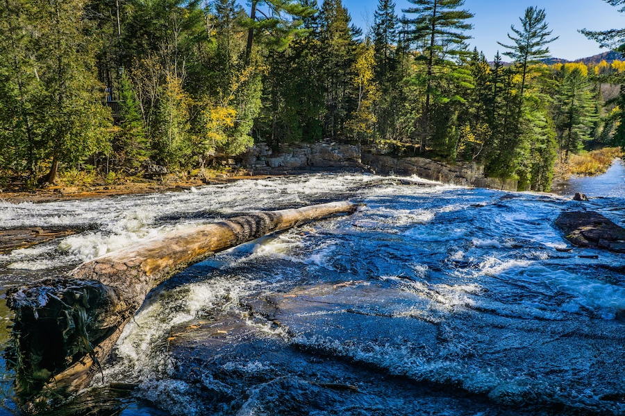 View on the Calvaire waterfall, a serie of small cascades located in Lanaudiere region of Quebec, Canada