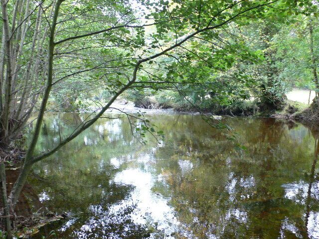 Afon Ceiriog The river Ceiriog flowing towards Chirk. Fly fishing area for trout