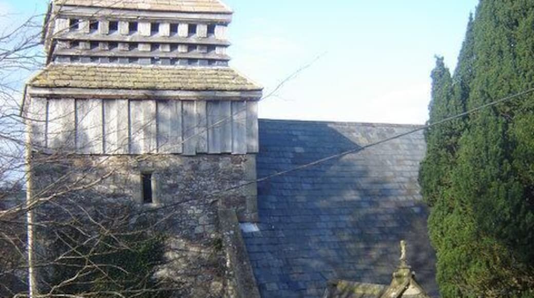 St David's church, Llanddewi Rhydderch Image photographed from elevated position up some steps to south west of church - footpath marked on map.