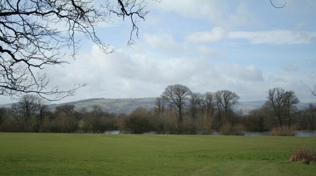 Distant Hills This view to the Welsh Mountains takes in the lake at Wynnstay Hall, but sadly fishing not allowed.