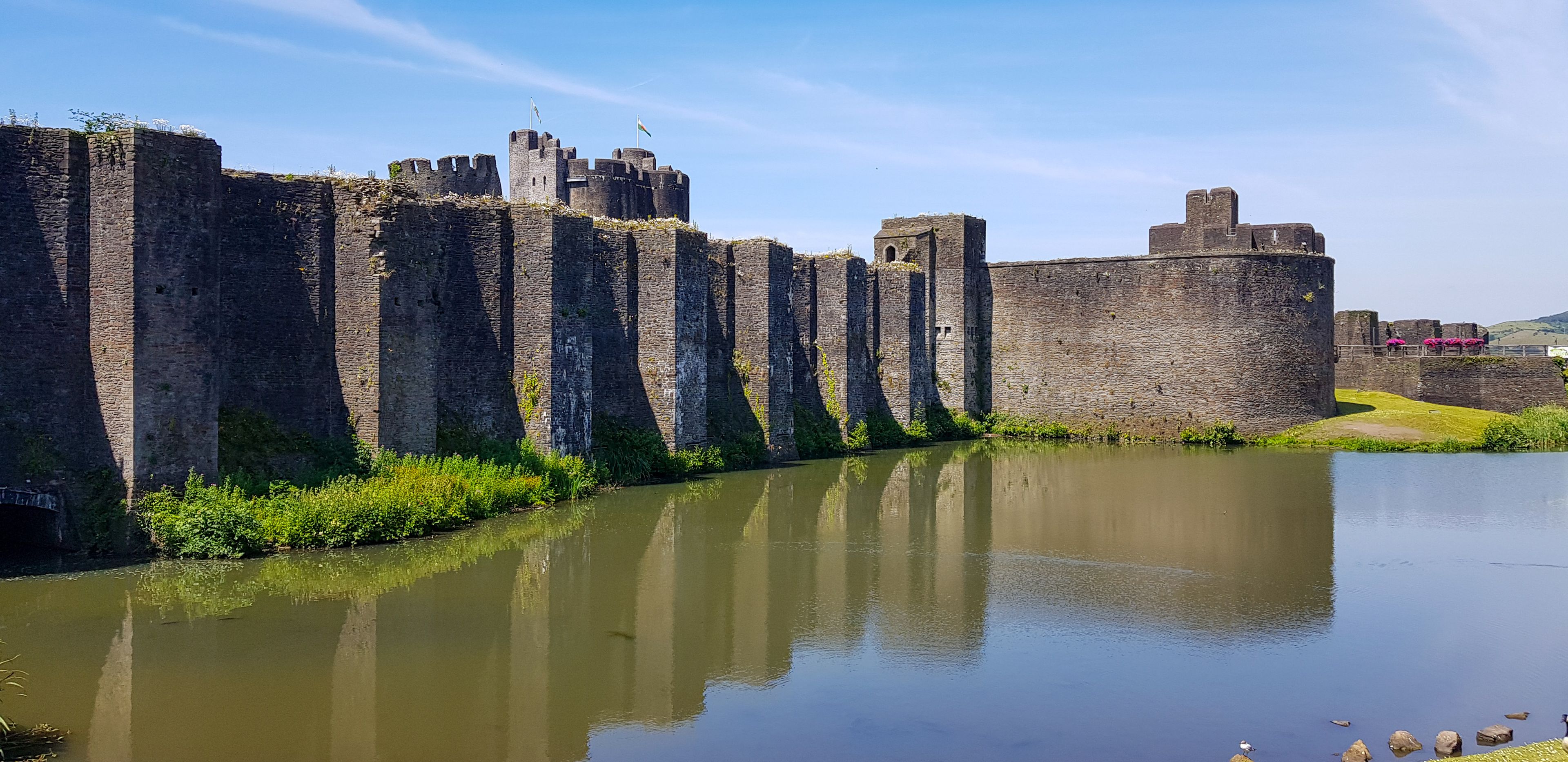 Caerphilly Castle during Springtime, Wales, United Kingdom.