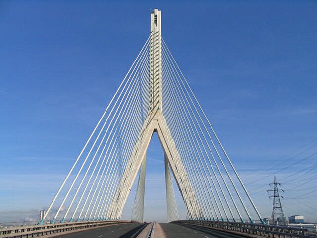 Flintshire Bridge. Great bridge, completed in 1997. Similar ones appear to be popping up all around the world.
