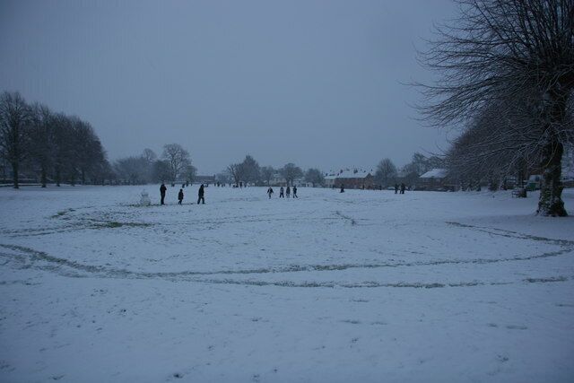Villagers at Play Young Villagers from Nether Heyford playing in the snow, I have never seen so many people play on the Green in the snow before.