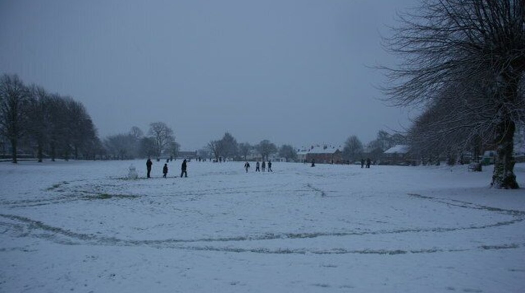 Villagers at Play Young Villagers from Nether Heyford playing in the snow, I have never seen so many people play on the Green in the snow before.