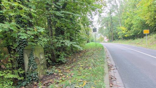 Preußischer Rundsockelstein (0690) in Hohenwarsleben, an der L 46 in Richtung Dahlenwarsleben. Blick zum Standort.