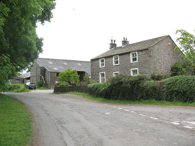 Manor Farm, Thorlby A typical layout with a substantial farmhouse adjacent to the road and the working buildings across the farmyard.