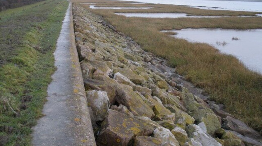 Sea defences, near West Pill, on the Severn Estuary