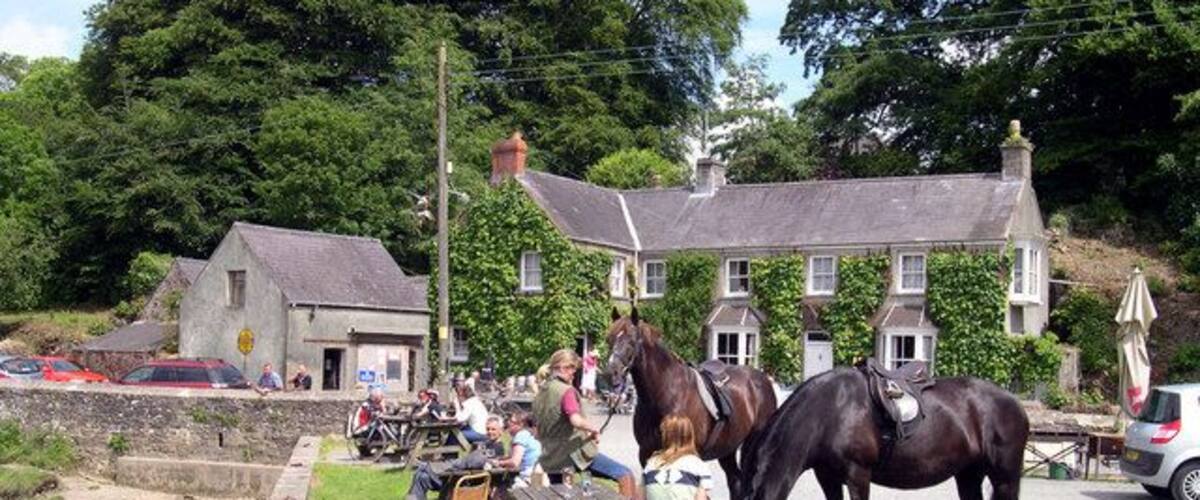 Quay and beer garden at Cresswell Quay Walkers,mountain bikes and the horse fraternity all enjoy real ale from the jug at Cressely Arms.