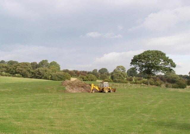 Earthmoving at Maes Annod. Up on the hillside, west of Rhewl.