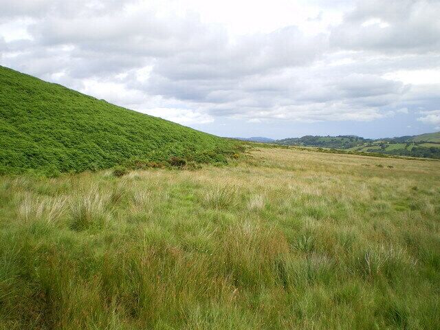 A seriously vague bridleway In many years of hill-walking, and several years of mountain-biking, I've never come across a bridleway that was quite so difficult to find and follow as this one. It roughly runs along the crease of land between the marsh on the right and the bracken on the left, but after a couple of hundred yards, it just disappeared into rampant young gorse bushes. Now I understand why there's an alternative marked a hundred feet higher up the hillside.