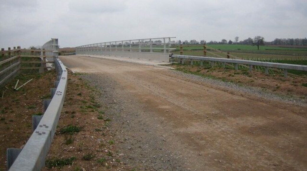 Bridge over the new A5. This is how the Heart of England Way crosses the new A5 bypass.