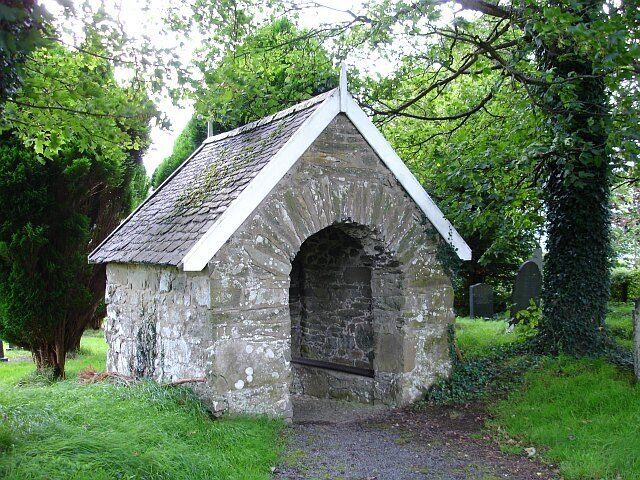 Stone lychgate, St Cadfan's church, Llangadfan An unusual early 19thC stone lychgate in this ancient churchyard.