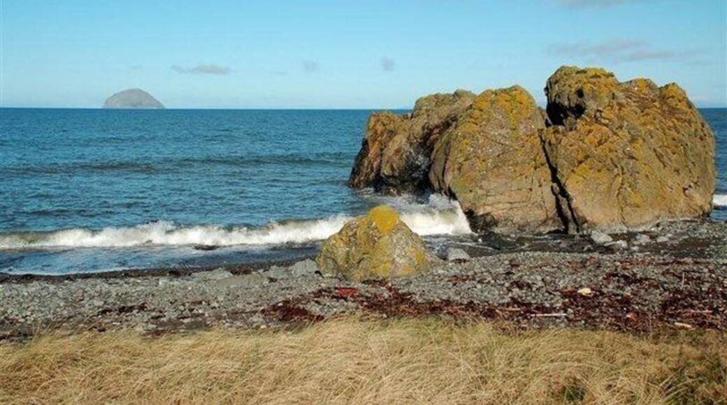 Towards Ailsa Craig Viewed from the shoreline to the north of Lendalfoot on a fine March morning.
