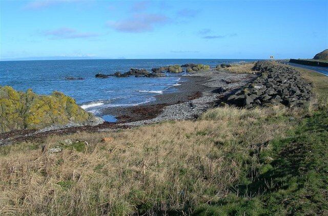 Shoreline View Looking northwards, with the A77 on the raised beach on the right-hand edge of the photo.