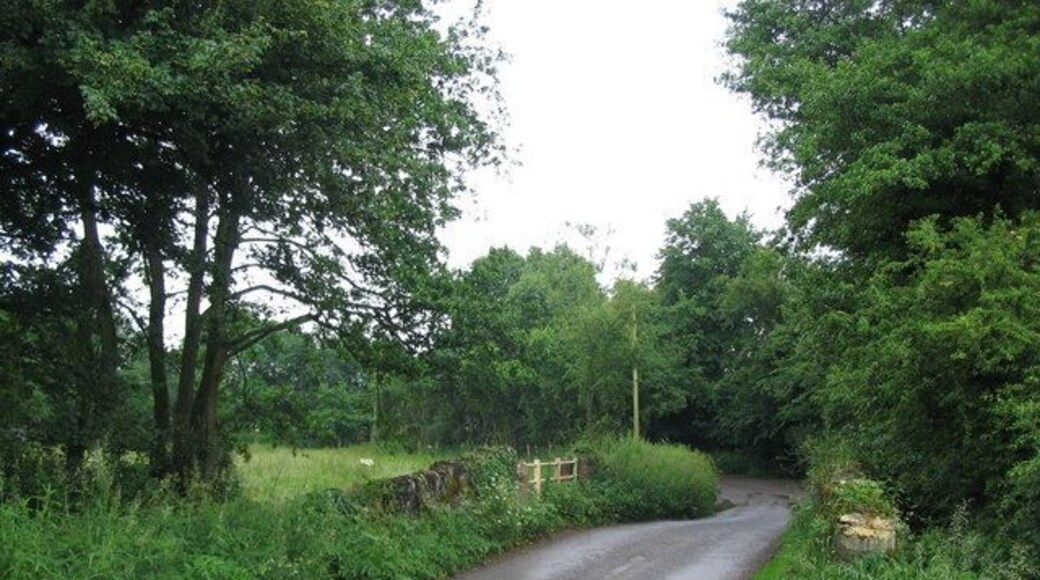 Bridge on Dark Lane A view looking to the south along Dark Lane towards a small bridge over a tributary of the River Frome.