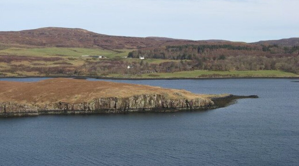 Totachocaire This is the view taken from Uiginish Point,across the southern tip of Gairbh Eilein towards The Cottage, and the farm buildings of Totachocaire.