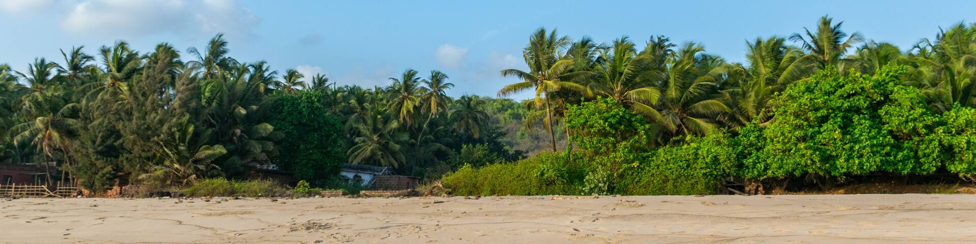 Panoramic view of beautiful Velneshwar beach situated in Maharashtra, India