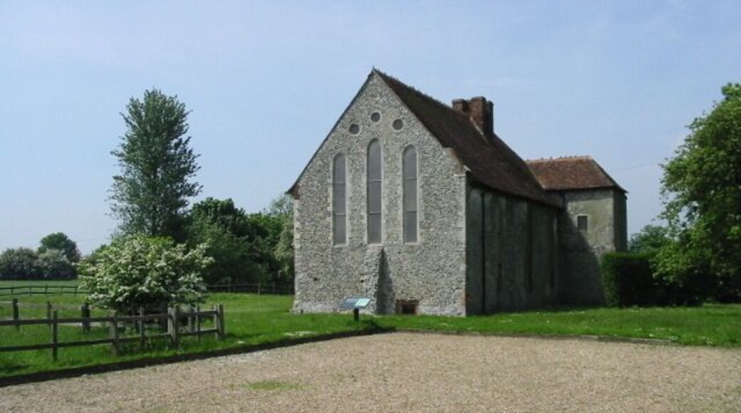 St John's Commandery "The flint-walled 13th-century chapel and hall of a 'Commandery' of Knights Hospitallers, later converted into a farmhouse. It has a fine moulded-plaster ceiling and a remarkable timber roof." http://www.english-heritage.org.uk/server/show/nav.14870